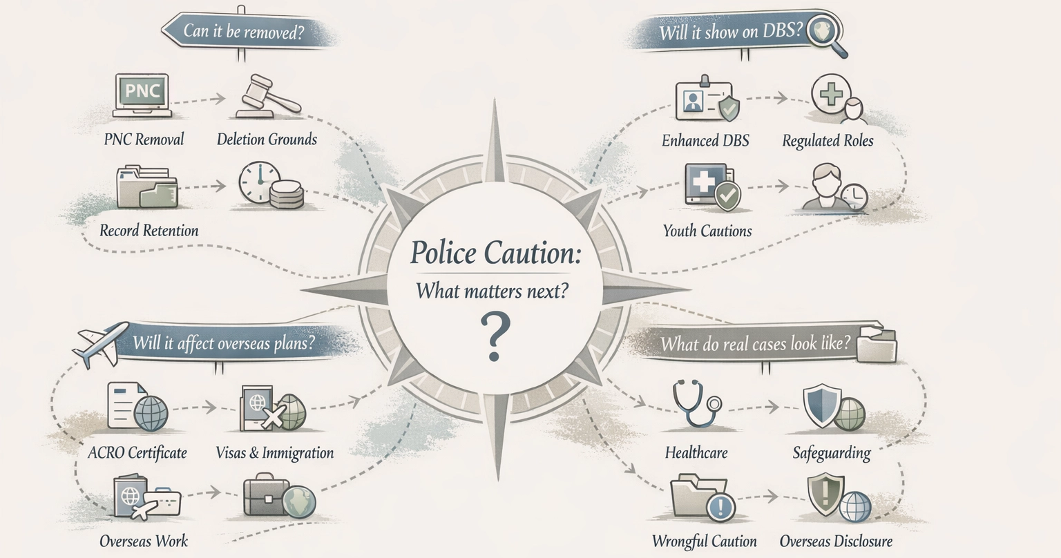 Overview of police caution removal, DBS checks, ACRO certificates and case studies